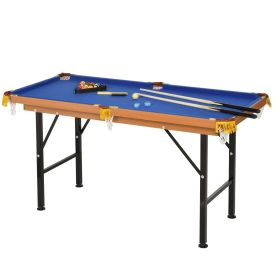 55'' Portable Folding Billiards Table Game Pool Table for Kids Adults With Cues, Ball, Rack, Brush, Chalk