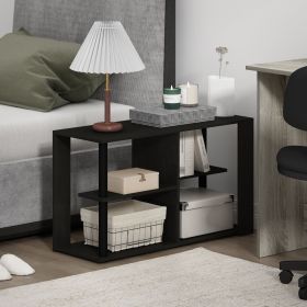 Romain Narrow Coffee Table with Shelves, Espresso/Black