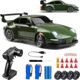 RC Drift Car 1:24 Scale Remote Control Vehicle with LED Lights 2.4GHz 20KM/H 4WD High Speed RC Cars Drifting Tires  Two Batteries Racing Sports T
