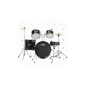 VEVOR Drum Shield, 5 Panels 2ft x 5ft Portable Acrylic Drum Cage with Zinc Alloy Hinges and Deflectors for Church Concert Halls