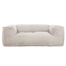 Living Room 71 In Memory Foam Bean Bag Sofa, Soft Fabric Lounger Chair Bean Bag with Armrest, Beige