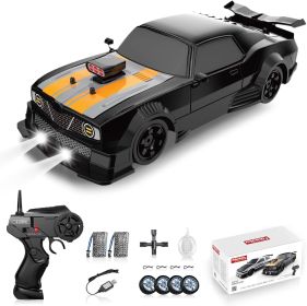 RC Drift Car 2.4GHz 1:16 Scale 4WD High Speed Remote Control Cars Vehicle with LED Lights Two Batteries and Drifting Tires Racing Sport Toy Cars