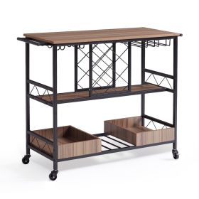 VEVOR Bar Cart, Home Serving Cart, 3 Tiers 300 LBS Industrial Rolling Beverage Station on Lockable Wheels