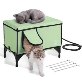 VEVOR Elevated Heated Cat House, Cuboid Kitty Shelter with Adjustable Temperature and Timer