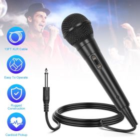 Handheld Wired Microphone Cardioid Dynamic Vocal Mic with On/Off Switch 13ft Cable 6.35 mm Jack for Speaker Karaoke Ampilifier Mixer Professional