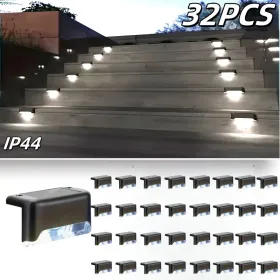 16/32PCS Solar Outdoor Light, Spring Camping Outdoor Light, Outdoor LED Step Light, Solar Charging, Suitable For Balconies, Terraces, Stairs, Fen (Option: 32PCSbaise1)