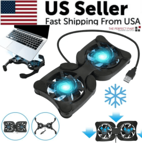 Dual USB Cooling Fan Pad Foldable Slim Fans Cooler Stand For Laptop PC Notebook (Option: Black)