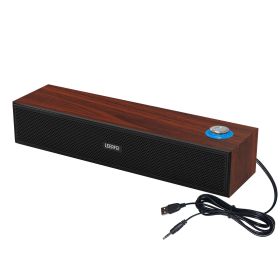 Portable Wooden Wired Bluetooth 5.0 Desktop Speaker Subwoofer Sound Bar Sound Bar Hifi Stereo Card Multimedia Audio Music Center (Color: Wired NO Bluetooth)