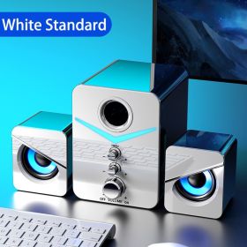 Home Theater System Caixa De Som PC Bass Subwoofer Bluetooth Speaker Computer Speakers Music Boombox Desktop Laptop Altavoces TV (Color: White No Bluetooth, Woofer Size/Full-Range Size: 1.5")
