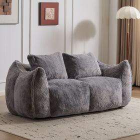 MAXYOYO Giant Bean Bag Chair for Adults, Ultra Soft Fluffy Loveseat Bean Bag Sofa, Oversized Floor Sofa for Living Room Bedroom (Color: GREY)