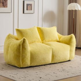 MAXYOYO Giant Bean Bag Chair for Adults, Ultra Soft Fluffy Loveseat Bean Bag Sofa, Oversized Floor Sofa for Living Room Bedroom (Color: YELLOW)